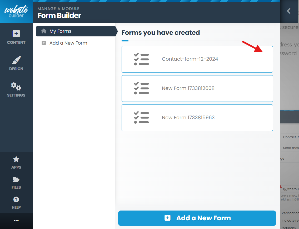 editing contact form